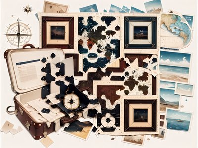 Vintage Travel Map Collage QR Code Art
