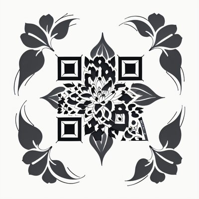 Lotus Flower Ink Tattoo QR Code for Temporary Tattoos