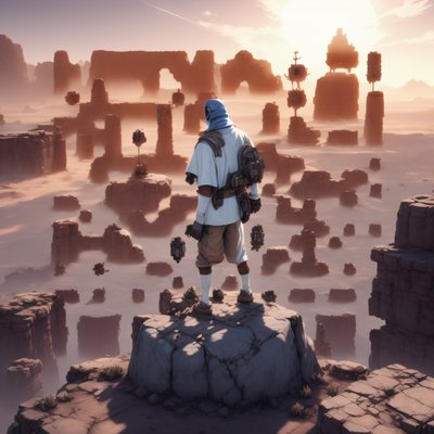 Desert Explorer Game Concept Art QR Code for Posters