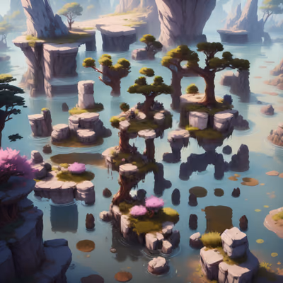 Floating Rock Islands Game World QR Code for Posters — image 1
