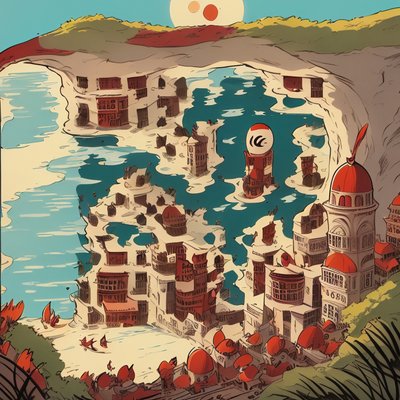 Coastal Red Dome Town Comic QR Code for Posters