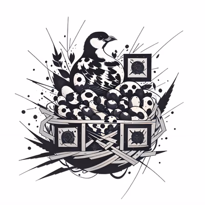 Bird Nest Eggs Tattoo QR Code for Temporary Tattoos — image 1