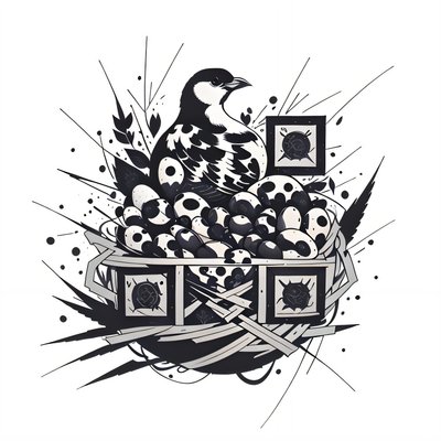 Bird Nest Eggs Tattoo QR Code for Temporary Tattoos
