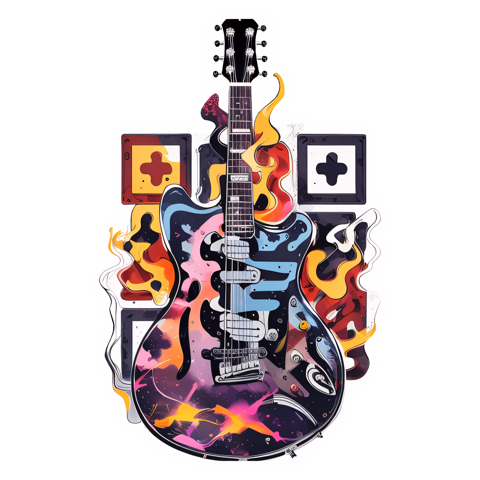 Abstract Electric Guitar Vector QR Code for Stickers — image 1