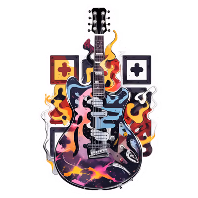 Abstract Electric Guitar Vector QR Code for Stickers — image 1