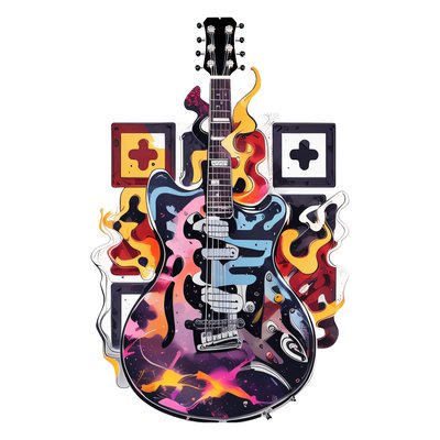 Abstract Electric Guitar Vector QR Code for Stickers