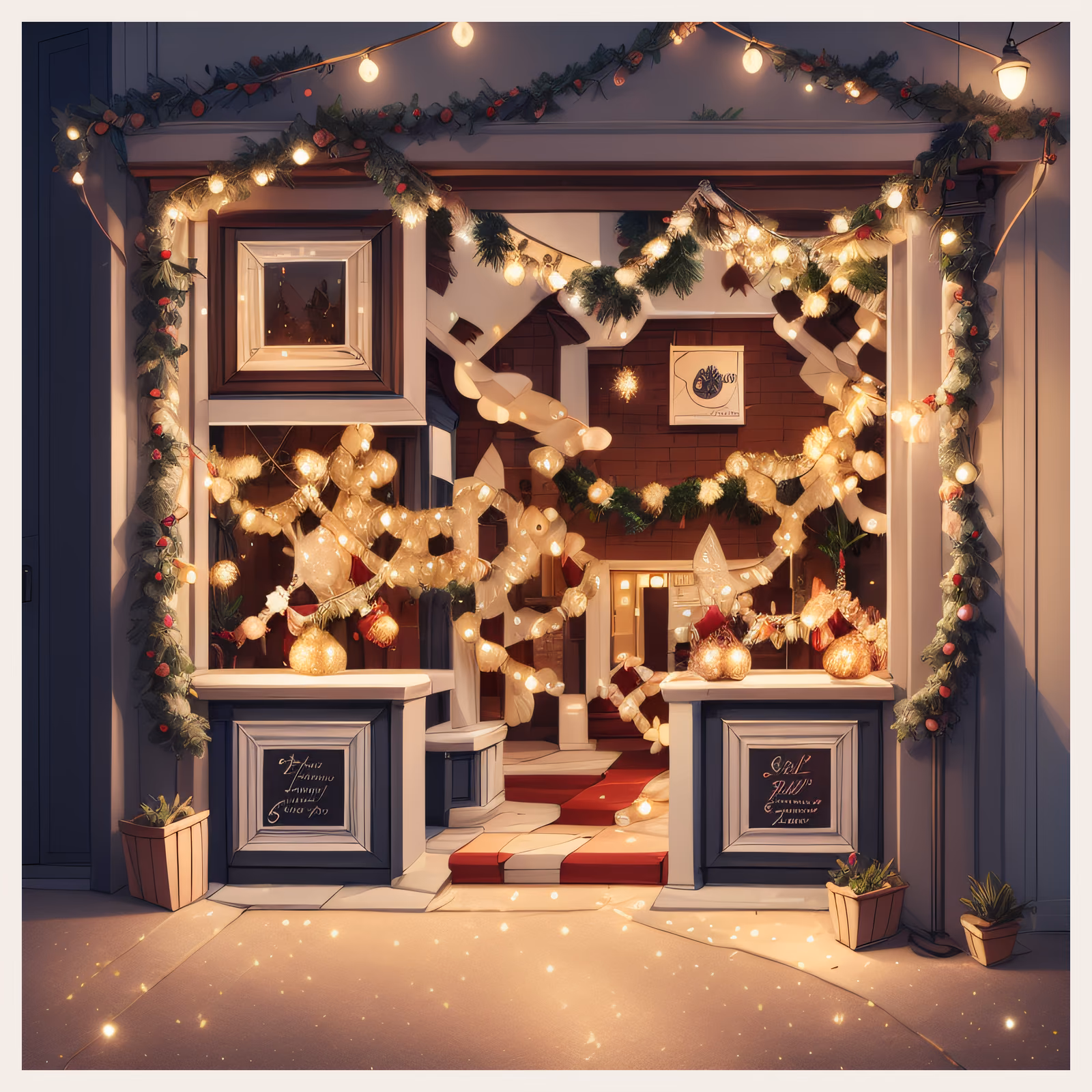 Festive Shop Entrance Digital Painting QR Code for Window Displays — image 1