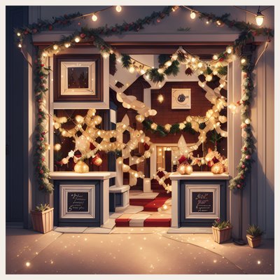 Festive Shop Entrance Digital Painting QR Code for Window Displays