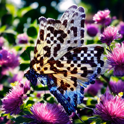 Butterfly on Purple Flowers Photorealistic QR Code Art — image 1