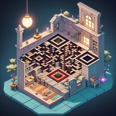 Isometric Library Living Room QR Code for Posters