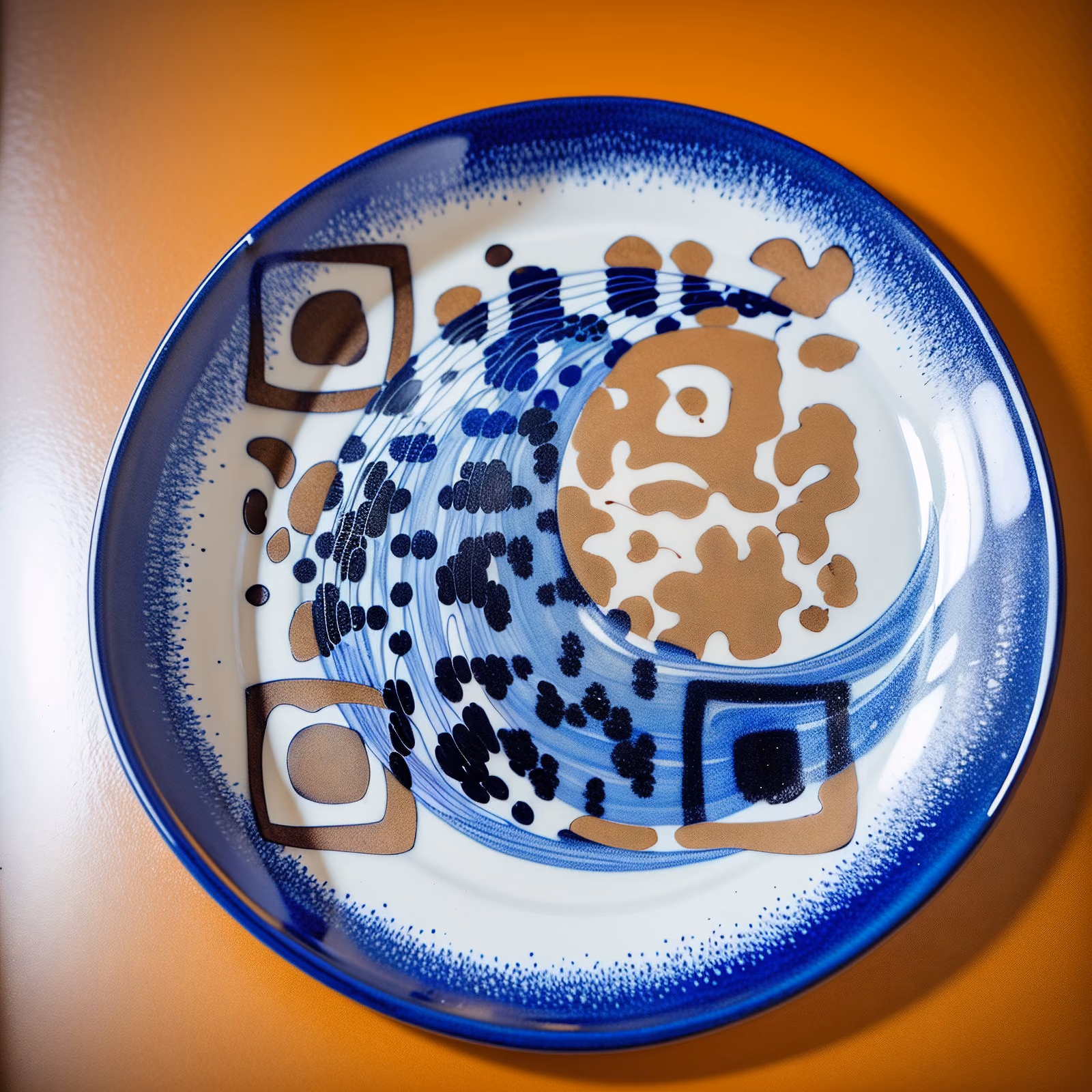 Керамическая тарелка с кобальтовой волной: QR-код — изображение 1