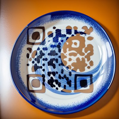 Керамическая тарелка с кобальтовой волной: QR-код