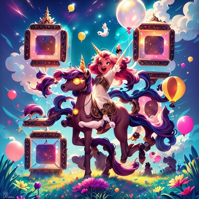 Unicorn Rider Balloon Fantasy QR Code for Posters