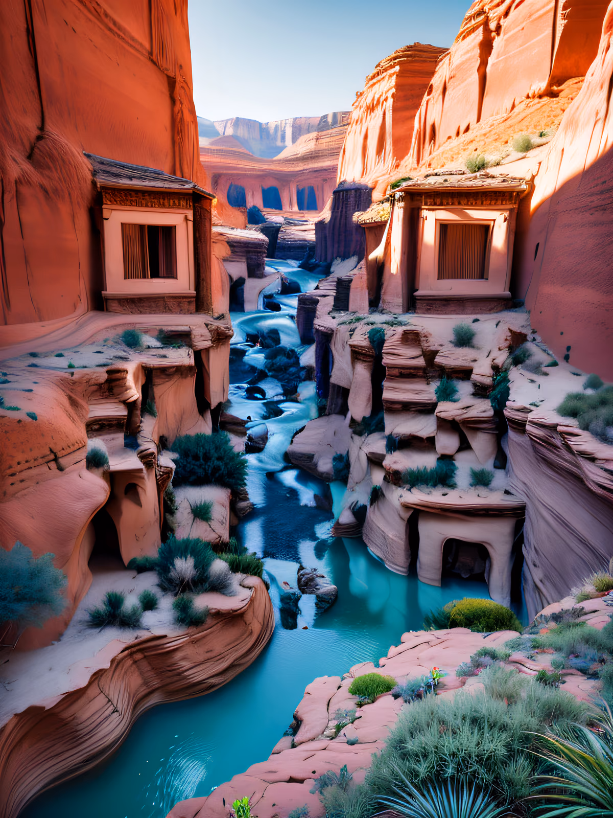 Red Rock Canyon Stream Photorealistic QR Code for Posters — image 1
