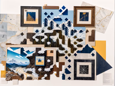 Snowy Mountain Paper Collage QR Code for Posters — image 1