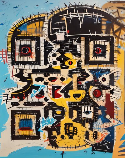 Graffiti Mask Faces Expressionist QR Code Art