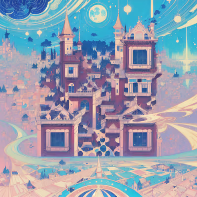 Fantasy Mansion Town Illustration QR Code Art — image 1