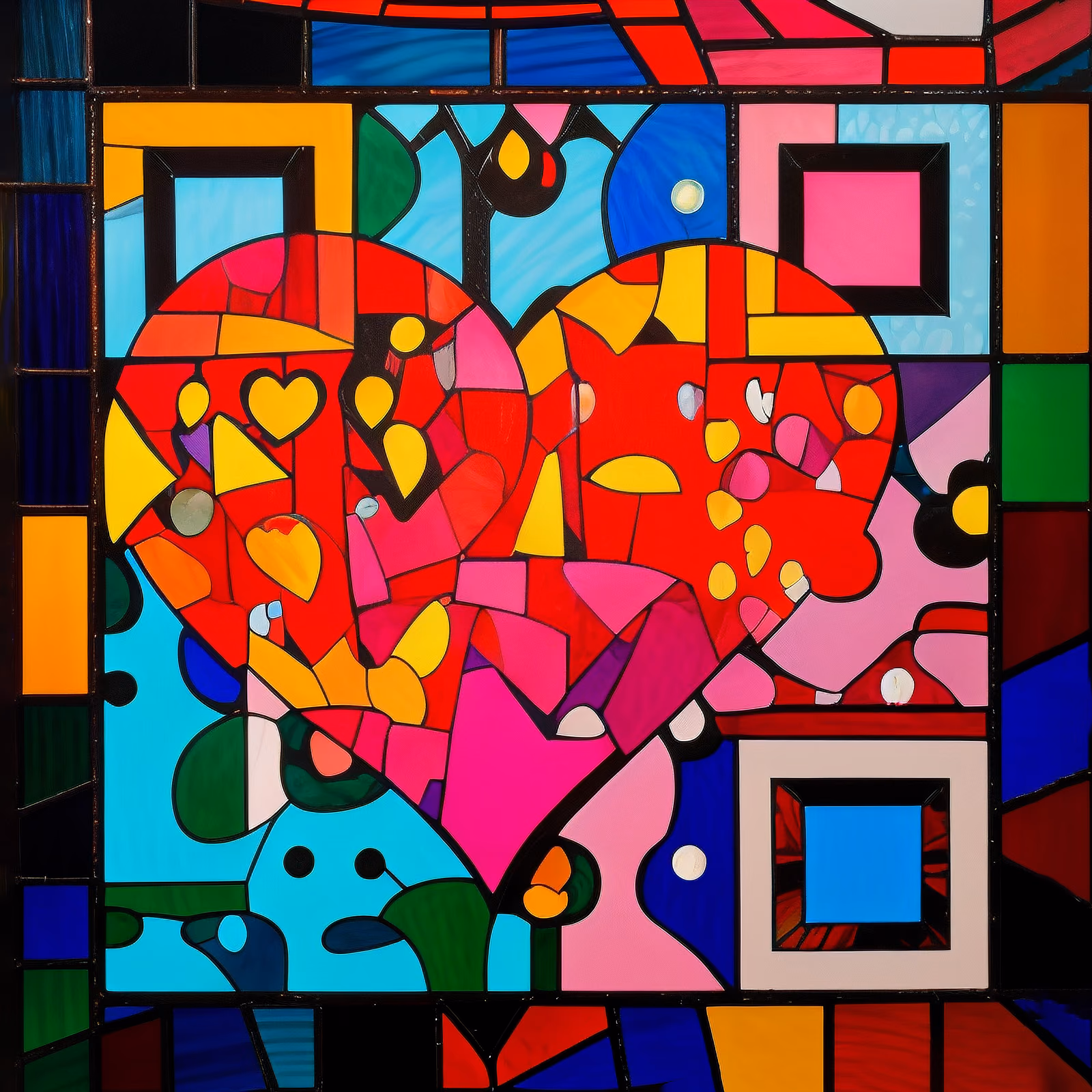 Red Heart Stained Glass QR Code Art — image 1