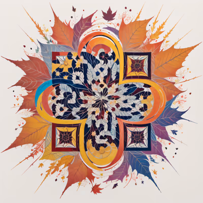 Autumn Leaf Mandala Illustration QR Code Art — image 1