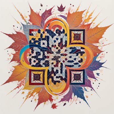 Autumn Leaf Mandala Illustration QR Code Art
