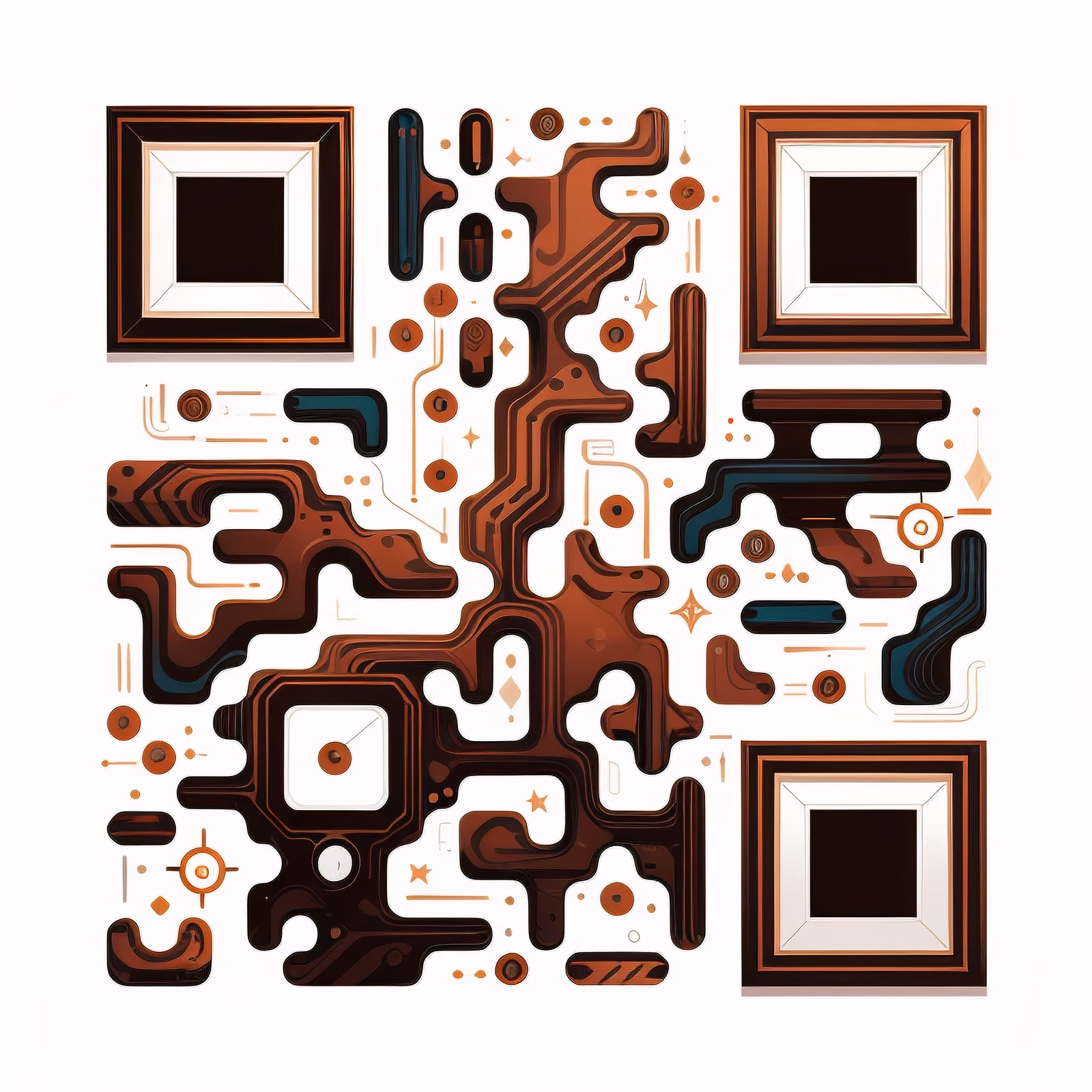 Rust Brown Abstract Vector QR Code for Posters — image 1