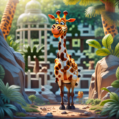 Cute Cartoon Giraffe 3D QR Code for Posters — image 1
