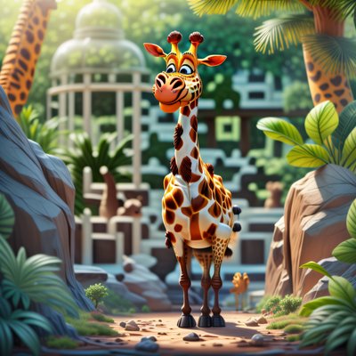 Cute Cartoon Giraffe 3D QR Code for Posters