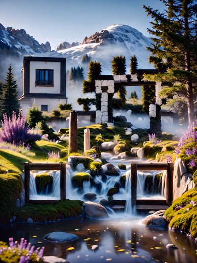 高山草甸瀑布摄影二维码艺术 — 图片 1