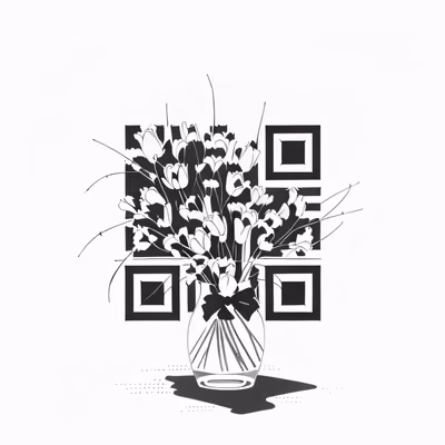 Tulip Bouquet Ink Drawing QR Code Art — image 1