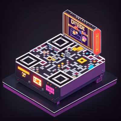 Isometric Arcade Diorama Voxel QR Code for Posters — image 1