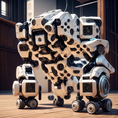 Wheeled White Mecha 3D Render QR Code for Posters