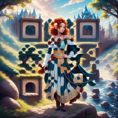 Red Haired Archer Castle Cartoon QR Code for Posters