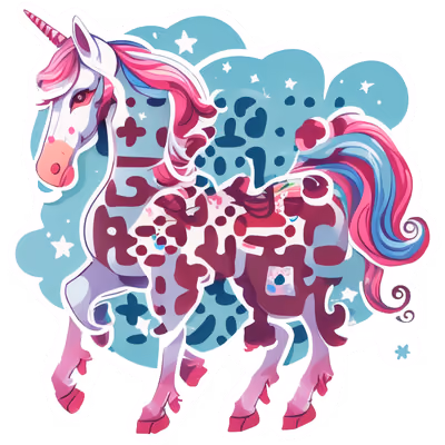 Pink Unicorn Vector Sticker QR Code for Stickers — image 1