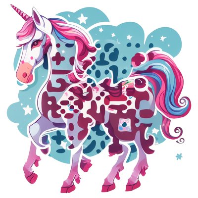 Pink Unicorn Vector Sticker QR Code for Stickers