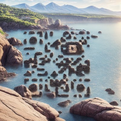 岩石海岸海湾风景二维码艺术