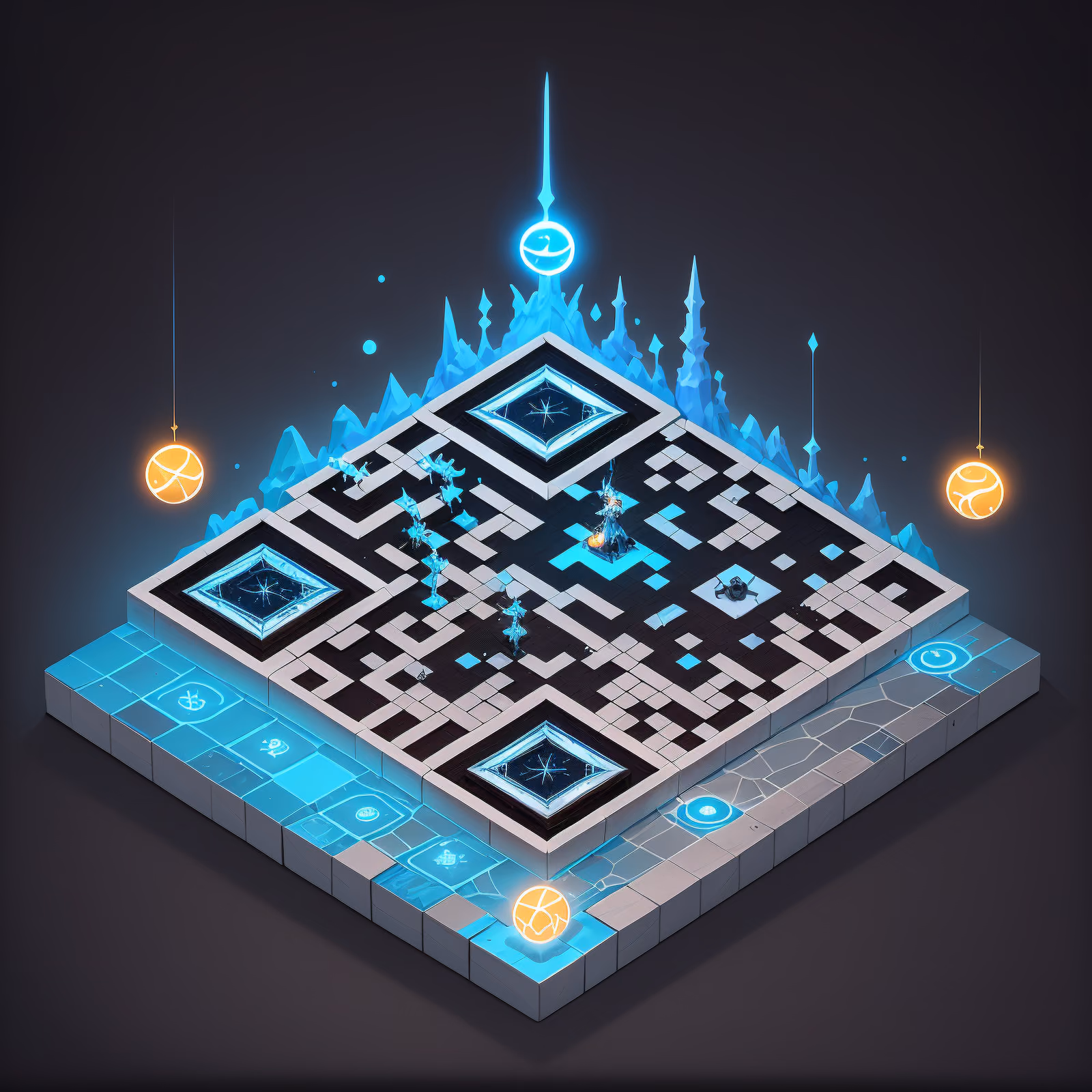 Изометрическая арена магов: диорама с QR-кодом для постеров — изображение 1