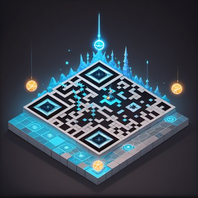 Isometric Magic Arena Diorama QR Code for Posters