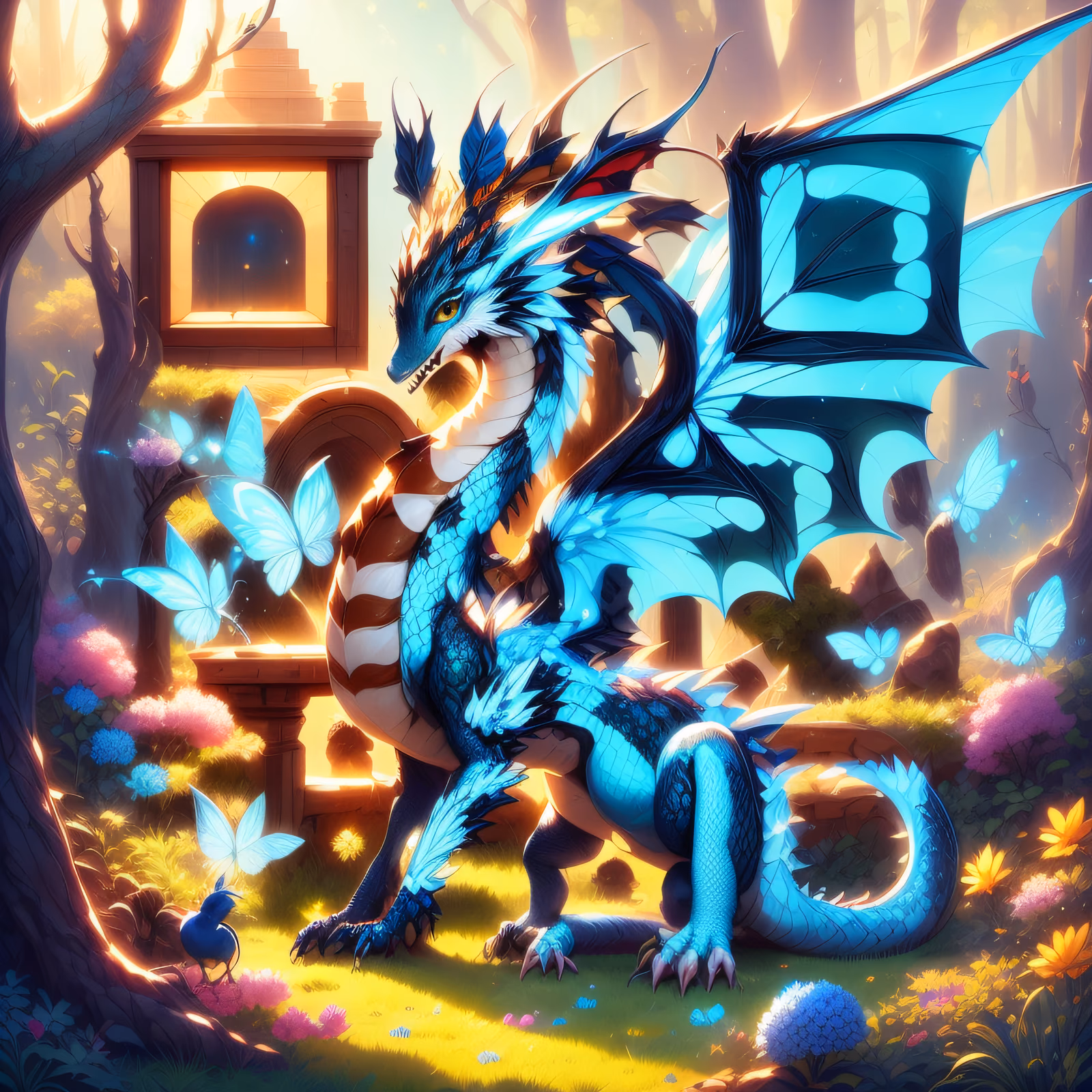 Blue Dragon Garden Fantasy QR Code for Posters — image 1