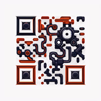 Промышленные трубы и шестерни, векторный QR-код — изображение 1