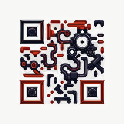 Industrial Pipes and Gears Vector QR Code for Posters
