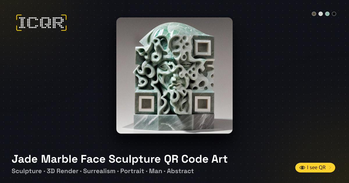 Jade Marble Face Sculpture QR Code Art • ICQR