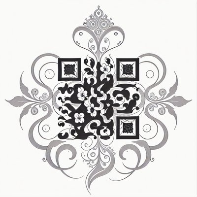 Floral Vine Ink Tattoo QR Code for Temporary Tattoos