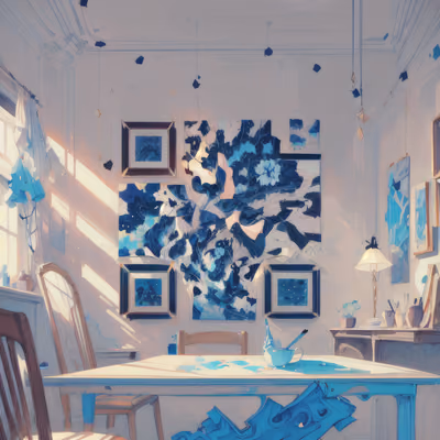 Sunlit Art Room Interior Illustration QR Code Art — image 1