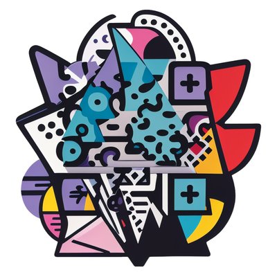 Memphis Geometric Abstract Vector QR Code for Stickers