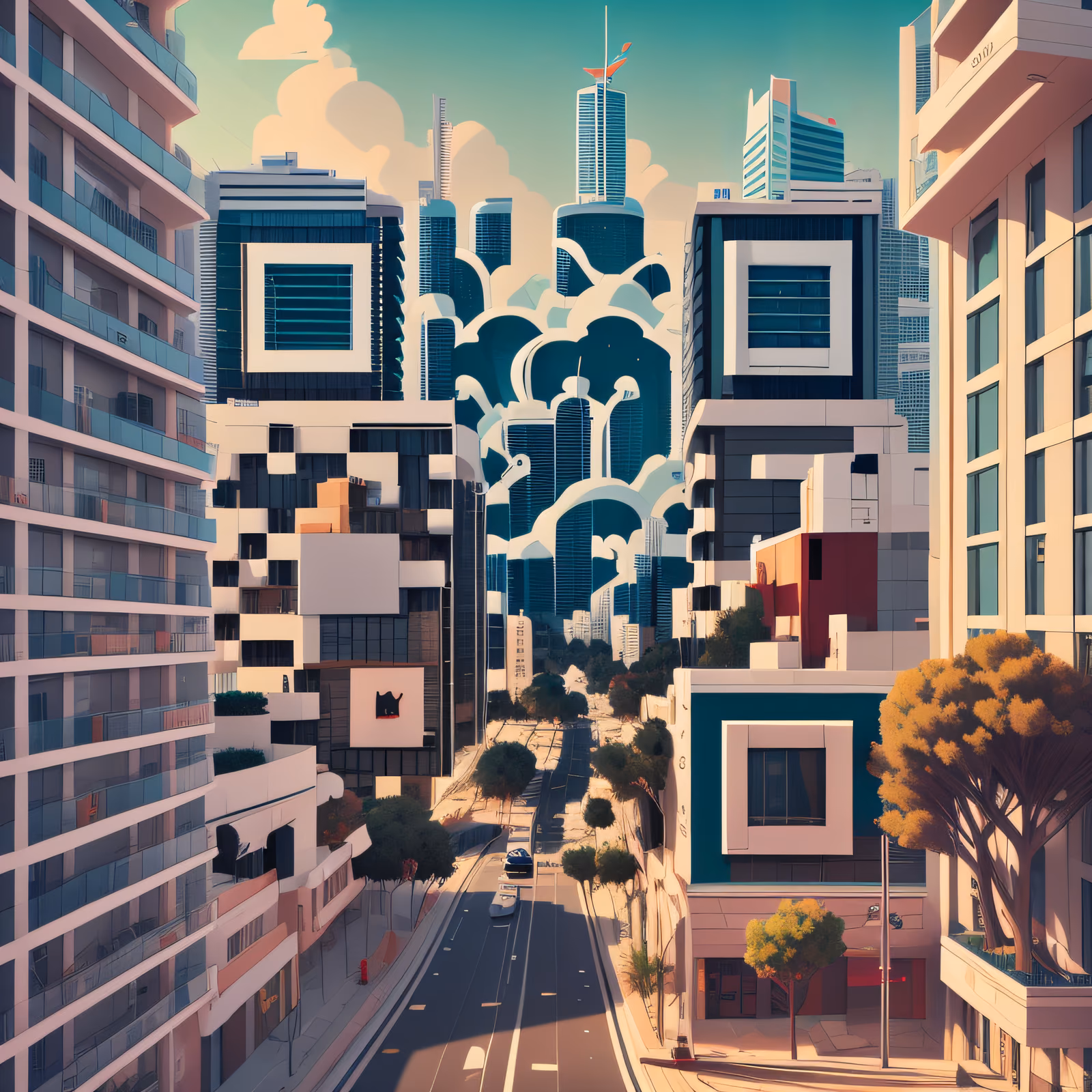 Панорама Тель-Авива, 3D-иллюстрация, QR-код — изображение 1