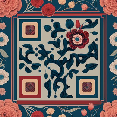Tulip Carnation Vine Tile QR Code Art