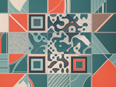 Teal Coral Abstract Tile Pattern QR Code Art
