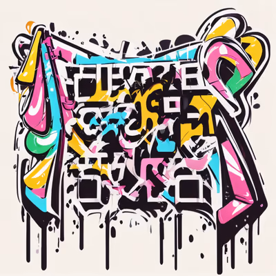 Colorful Graffiti Lettering Sticker Art QR Code for Stickers — image 1