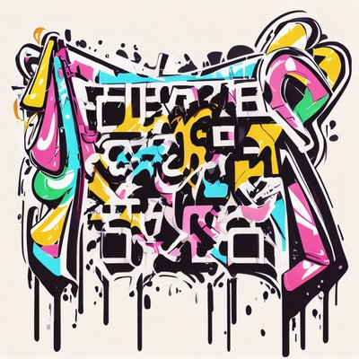 Colorful Graffiti Lettering Sticker Art QR Code for Stickers