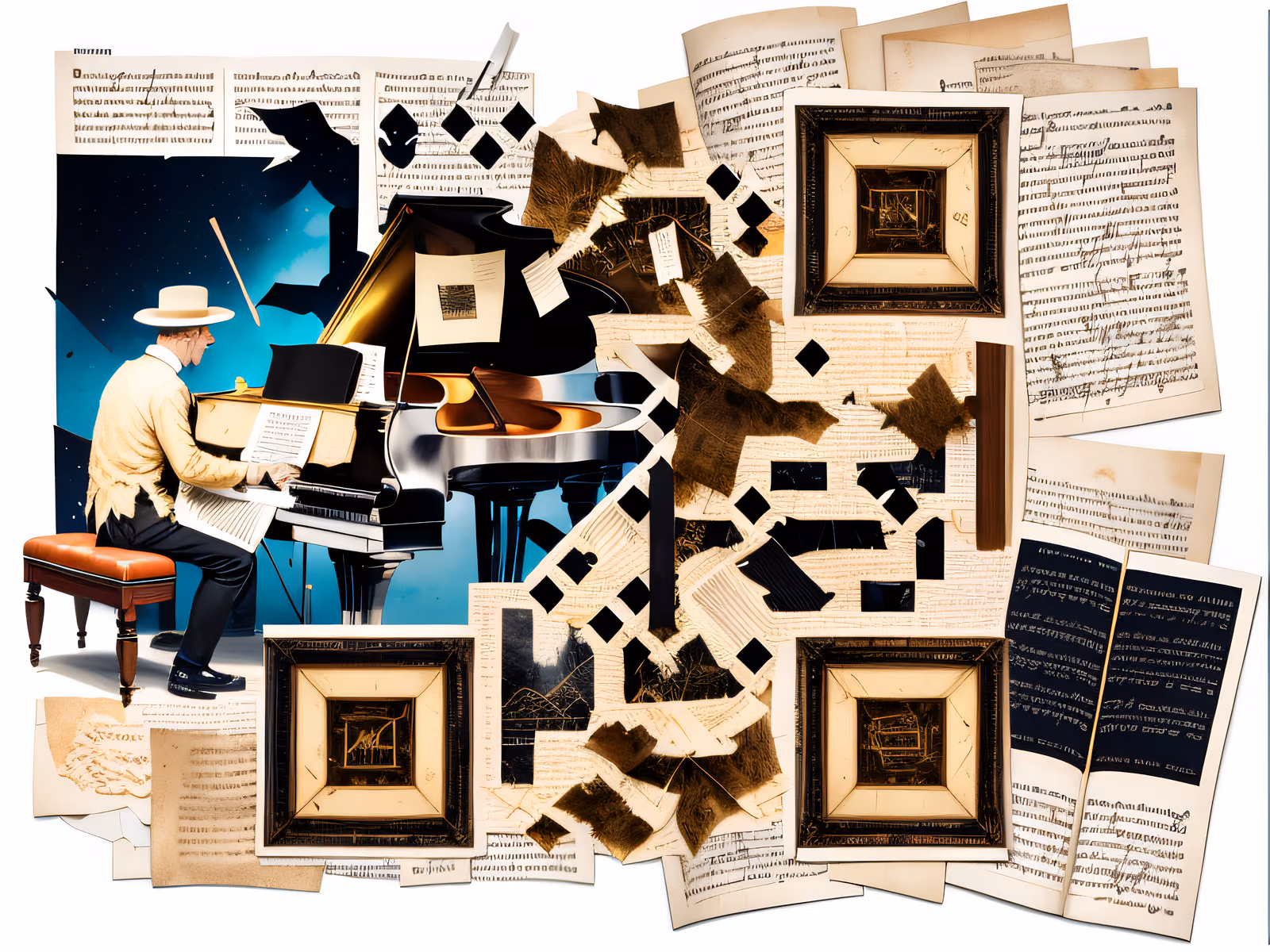Pianist Sheet Music Collage QR Code for Posters — image 1